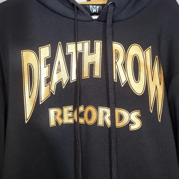 NWT DEATH ROW RECORDS Mens Black and Gold Hoodie - Picture 2 of 8